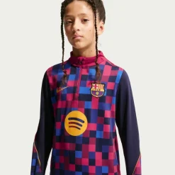 Nike FC Barcelona Strike Pre-Match Trainingstrui 1/4-Zip 2026-2027 Kids Rood Donkerblauw Geel