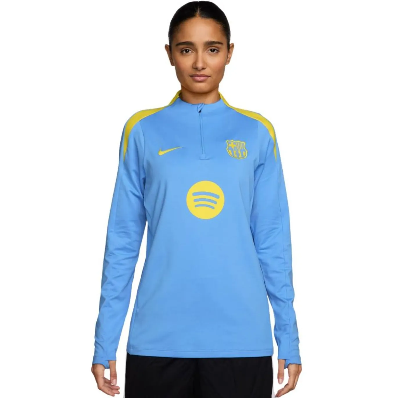 Nike FC Barcelona Strike Trainingspak 1/4-Zip 2025-2026 Dames Lichtblauw Donkerblauw Felgeel