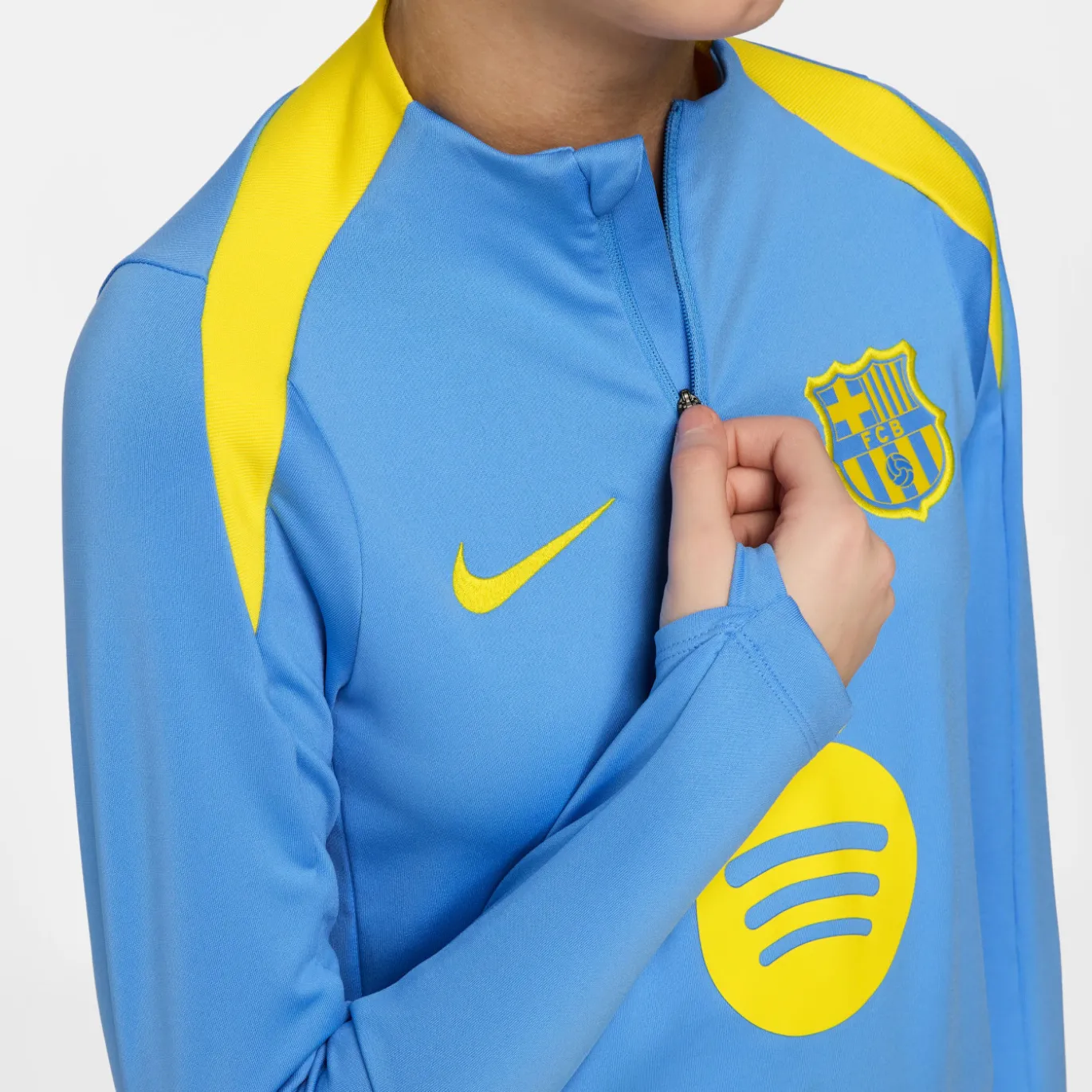 Nike FC Barcelona Strike Trainingstrui 1/4-Zip 2025-2026 Kids Lichtblauw Felgeel