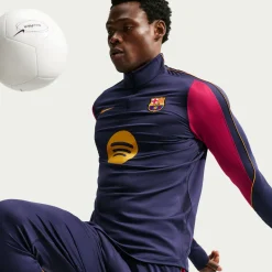 Nike FC Barcelona Strike Trainingstrui 1/4-Zip 2026-2027 Donkerblauw Rood Geel