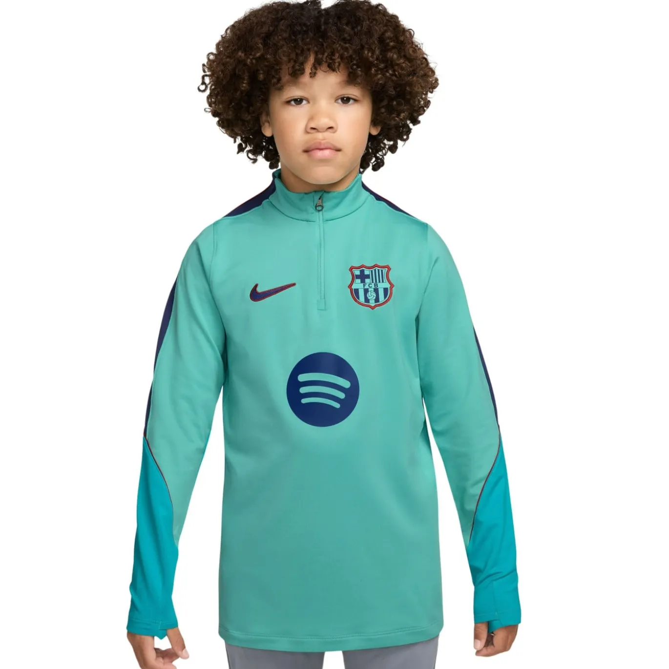Nike FC Barcelona Strike Trainingstrui 1/4-Zip 2026-2027 Kids Licht Turquoise Donkerblauw Rood