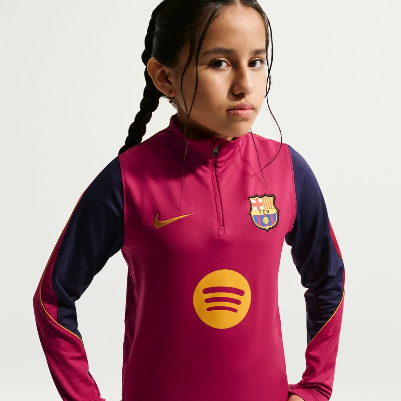 Nike FC Barcelona Strike Trainingstrui 1/4-Zip 2026-2027 Kids Rood Donkerblauw Geel