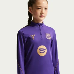 Nike FC Barcelona Strike Trainingstrui 1/4-Zip 2026-2027 Kids Paars Zwart Goud