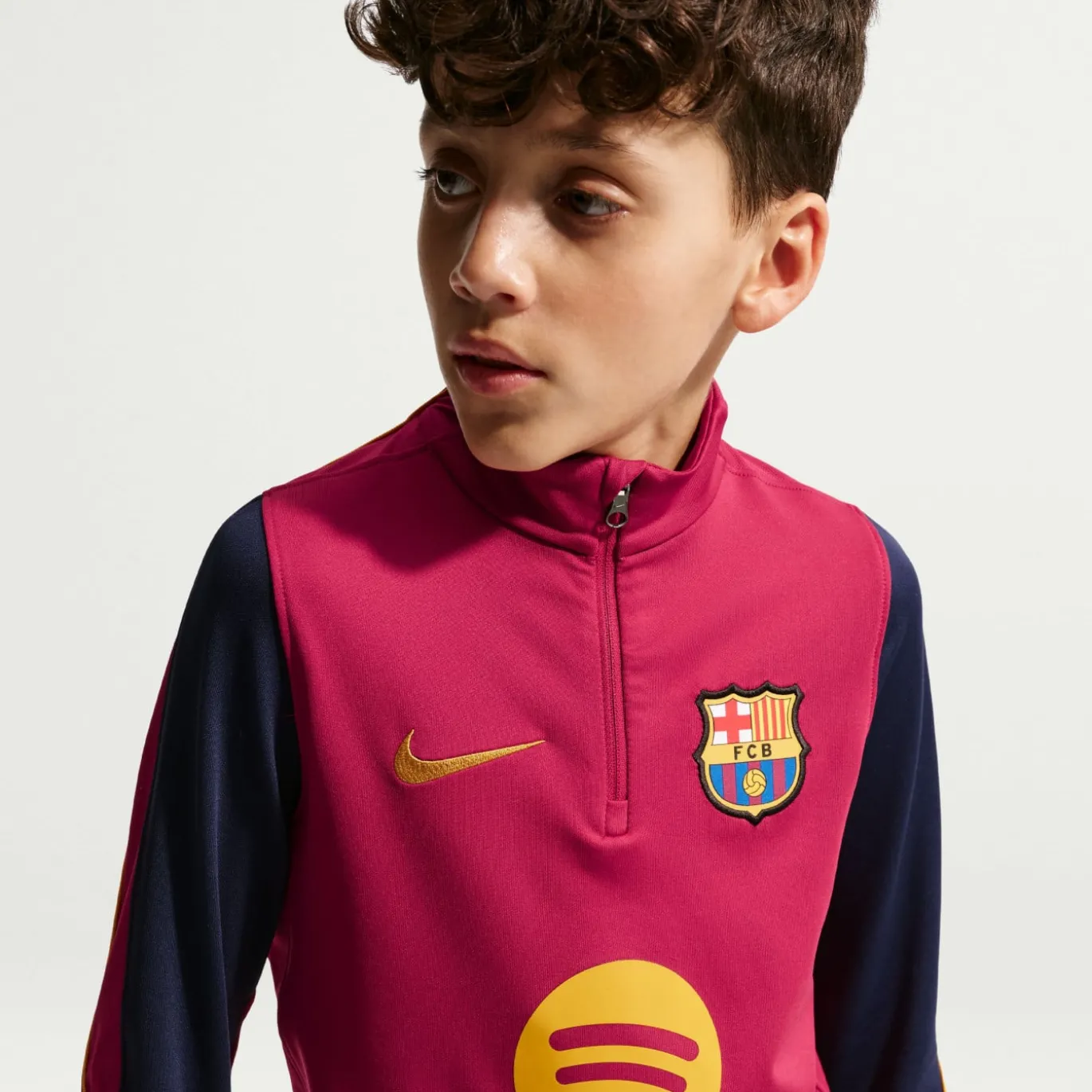 Nike FC Barcelona Strike Trainingspak 1/4-Zip 2026-2027 Kids Rood Donkerblauw Geel