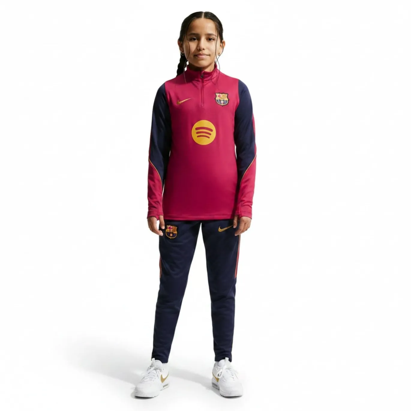 Nike FC Barcelona Strike Trainingspak 1/4-Zip 2026-2027 Kids Rood Donkerblauw Geel