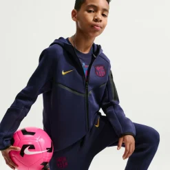 Nike FC Barcelona Tech Fleece Vest 2026-2027 Kids Donkerblauw Zwart Geel Roze
