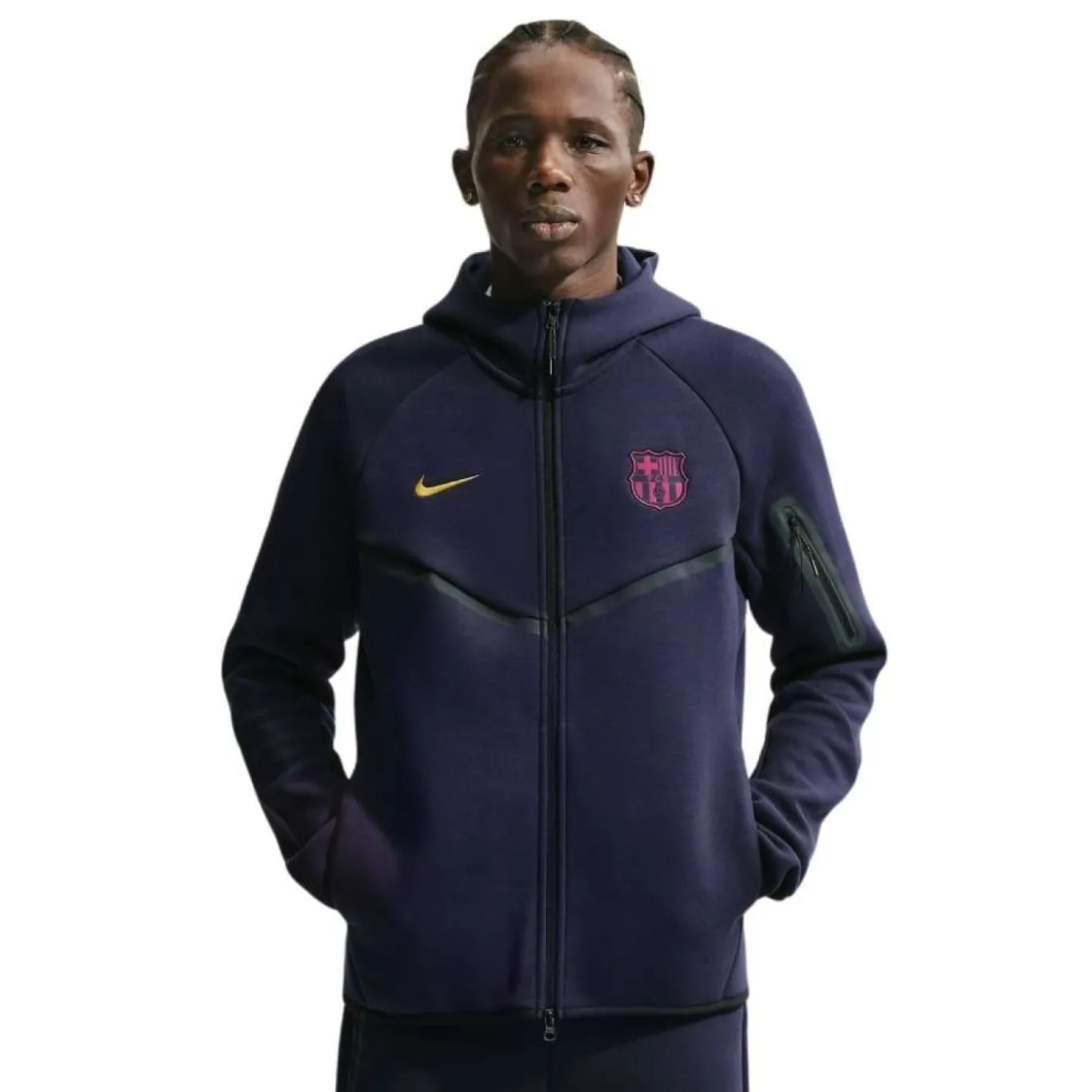 Nike FC Barcelona Tech Fleece Trainingspak 2026-2027 Donkerblauw Zwart Geel Roze