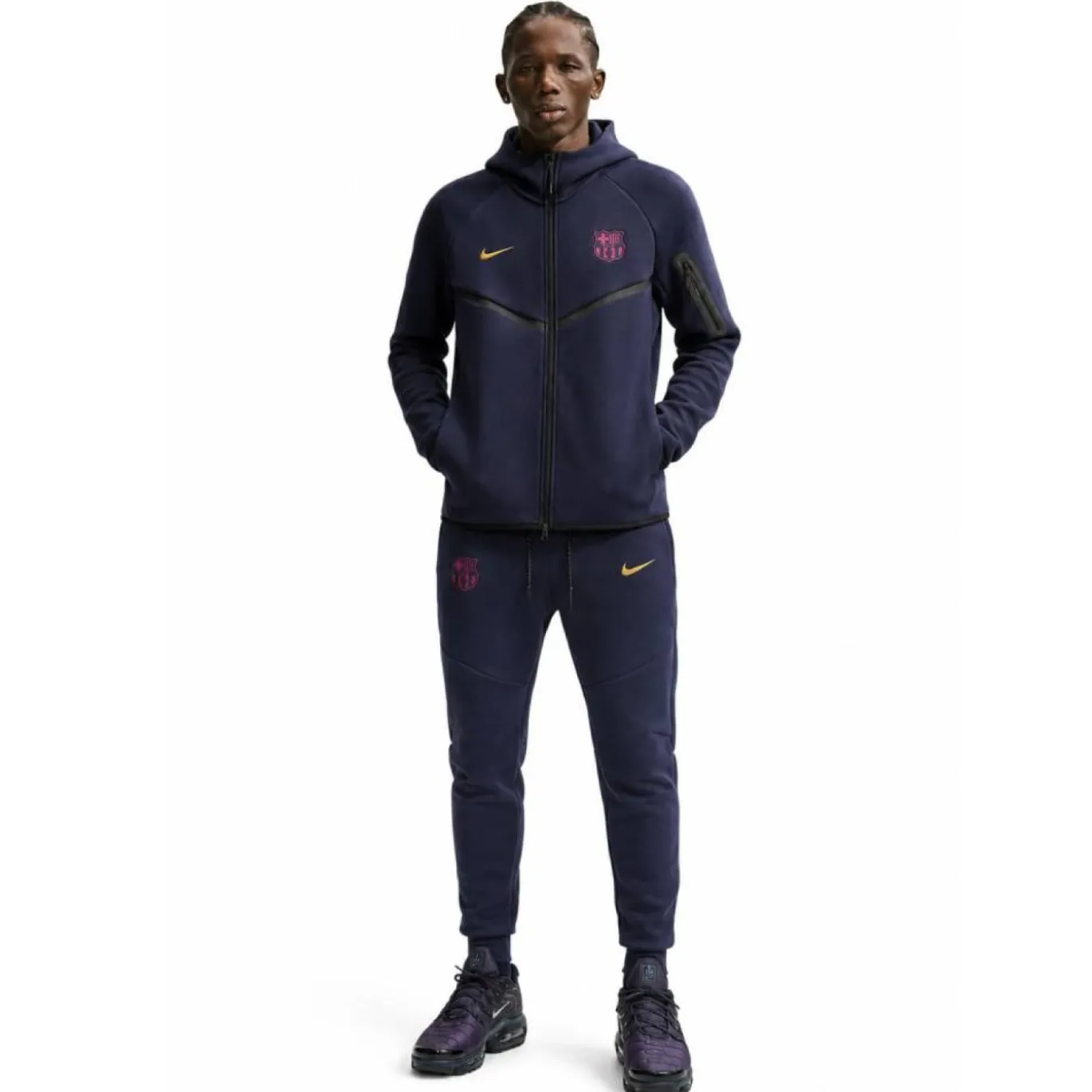 Nike FC Barcelona Tech Fleece Trainingspak 2026-2027 Donkerblauw Zwart Geel Roze