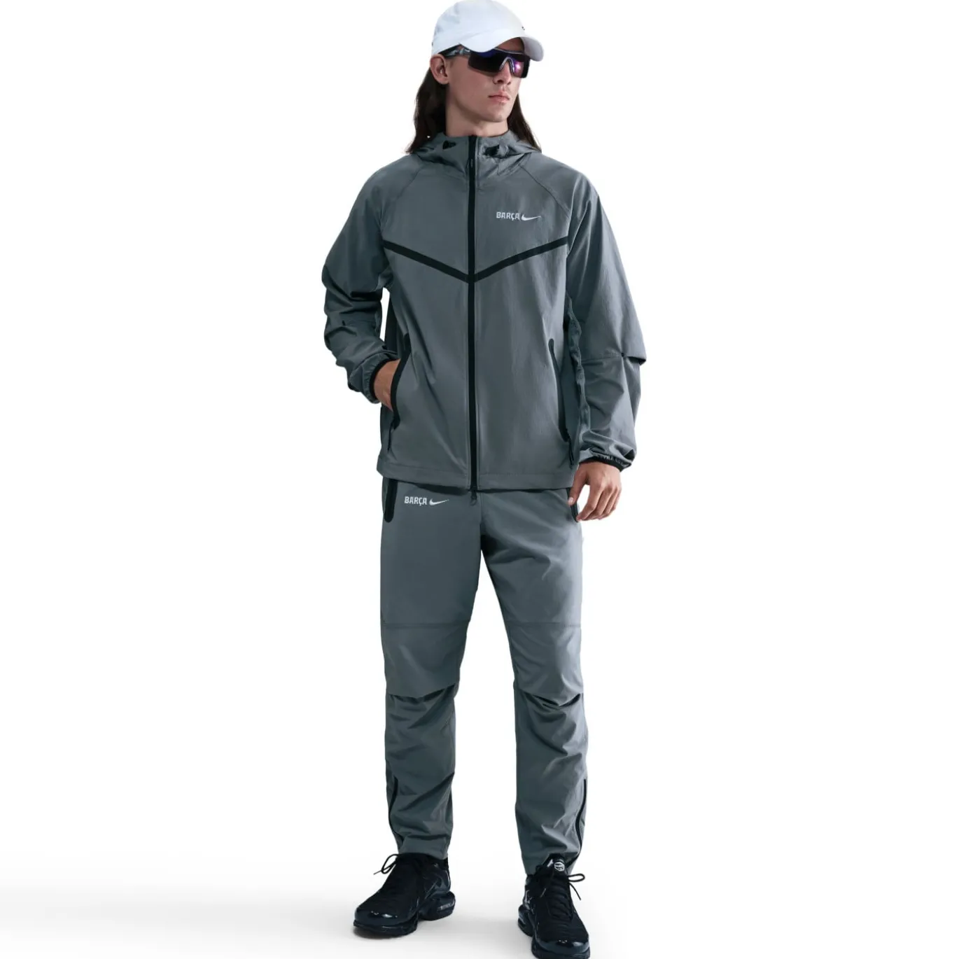 Nike FC Barcelona Tech Woven Trainingsbroek 2025-2026 Donkergrijs Zwart