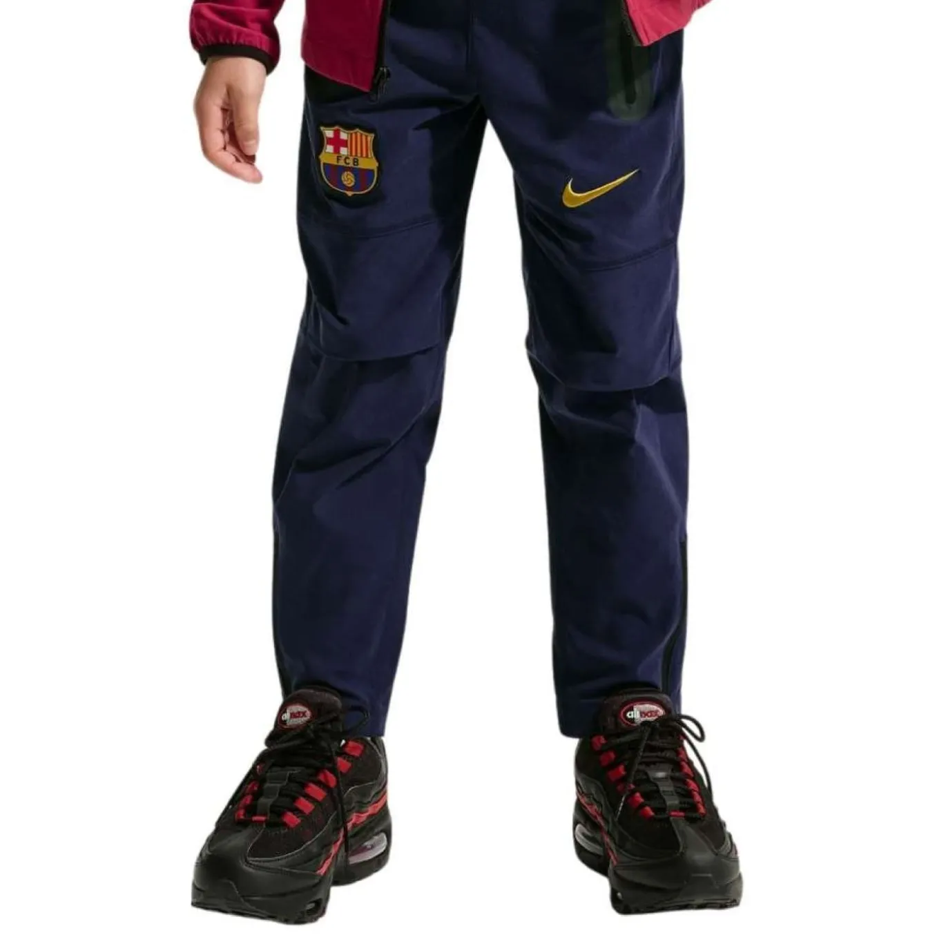 Nike FC Barcelona Tech Woven Trainingsbroek 2026-2027 Kids Donkerblauw Geel