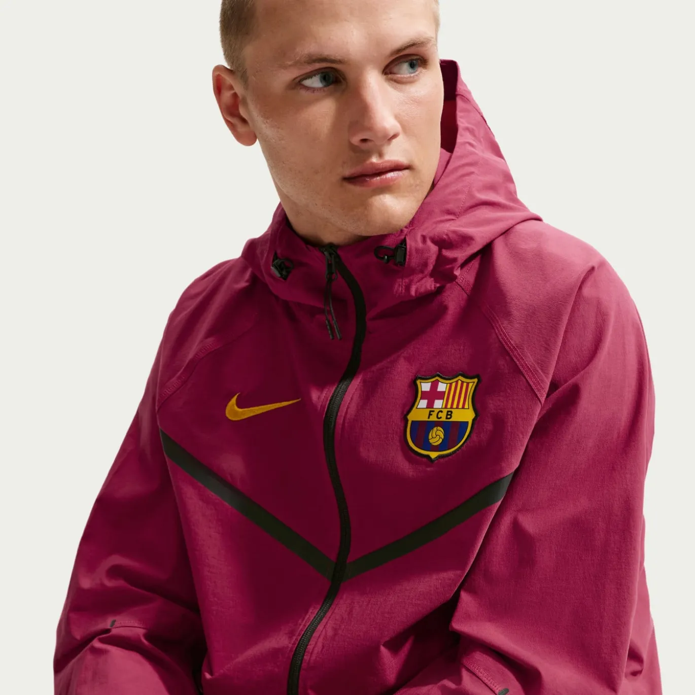Nike FC Barcelona Tech Woven Windrunner Jack 2026-2027 Rood Geel Zwart