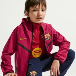 Nike FC Barcelona Tech Woven Windrunner Jack 2026-2027 Kids Rood Geel Zwart