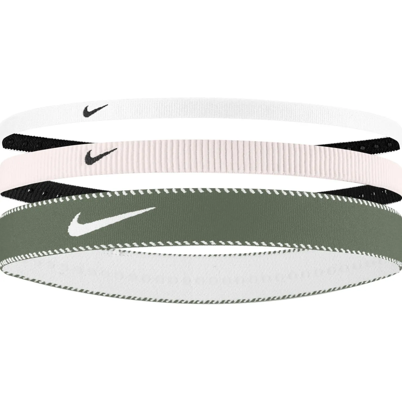 Nike Flex Classic Mixed Width Haarbanden 3-Pack Wit Lichtroze Groen