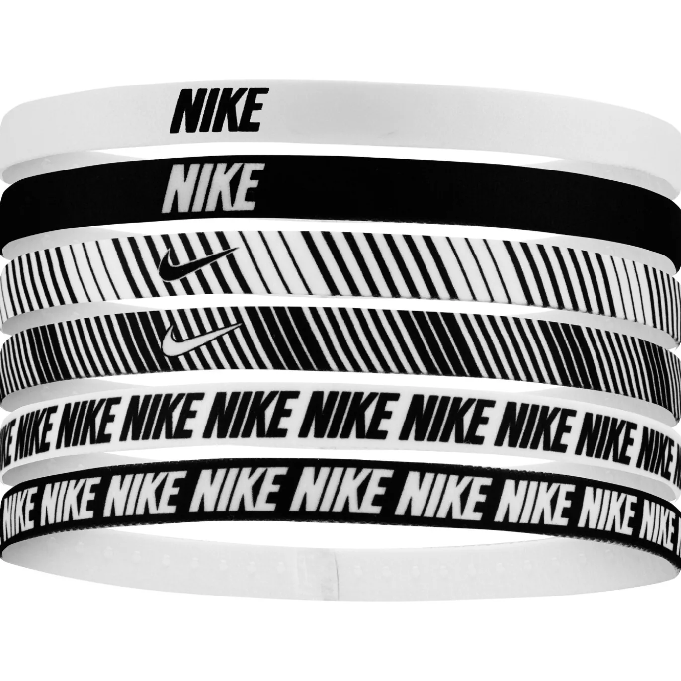 Nike Flex Classic Printed Haarbanden 6-Pack Wit Zwart