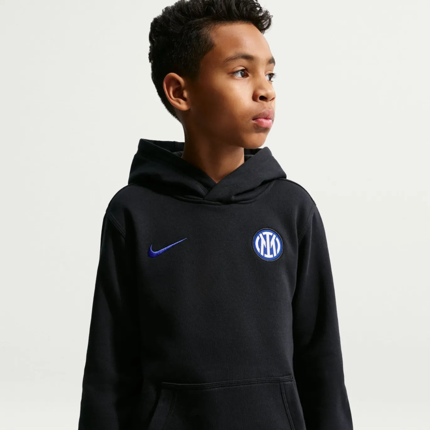 Nike Inter Milan Club Sportswear Hoodie 2026-2027 Kids Zwart Donkerblauw
