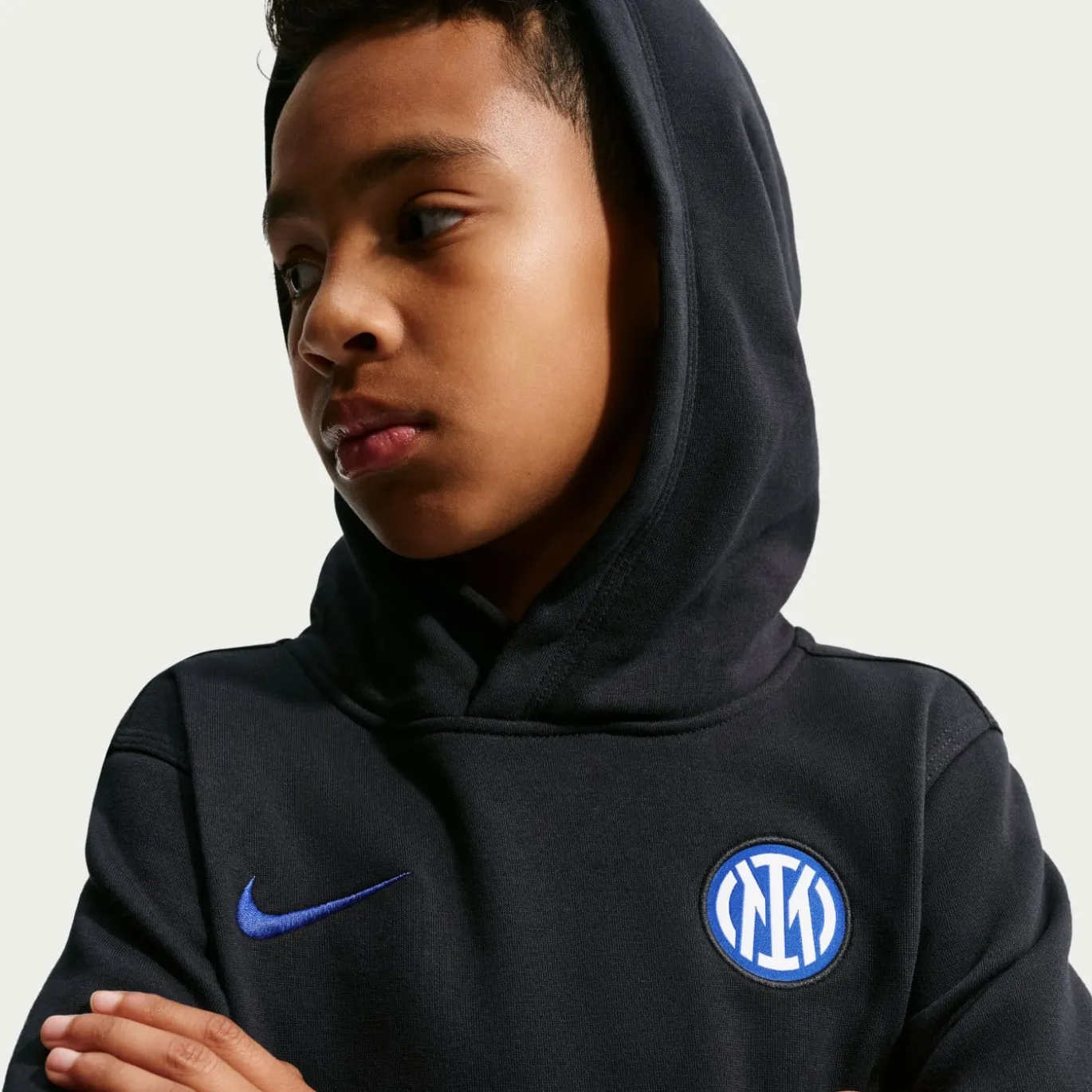 Nike Inter Milan Club Sportswear Trainingspak Hooded 2026-2027 Kids Zwart Donkerblauw