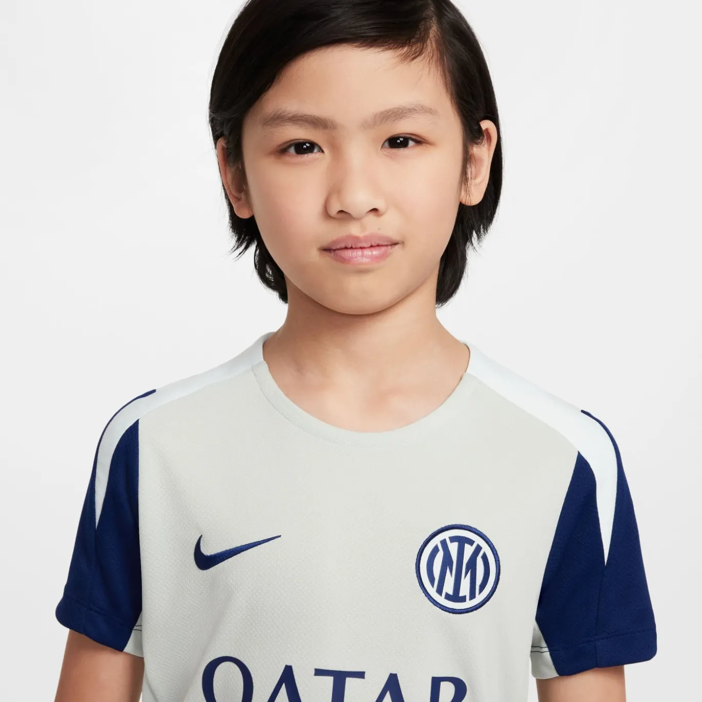 Nike Inter Milan Strike Trainingsshirt 2025-2026 Kids Lichtgrijs Donkerblauw Wit