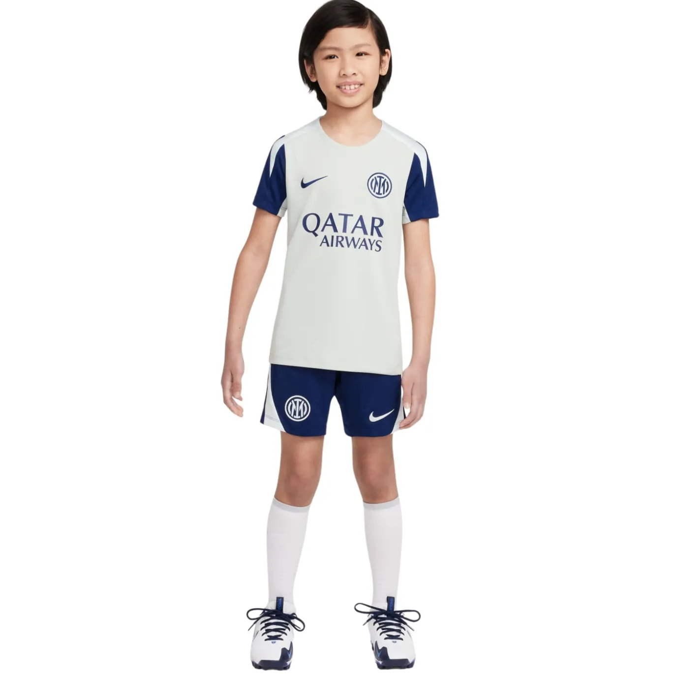 Nike Inter Milan Strike Trainingsset 2025-2026 Kids Lichtgrijs Donkerblauw Wit