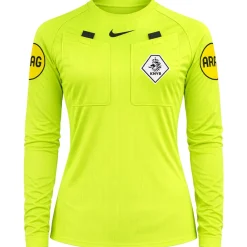 Nike KNVB Scheidsrechtersshirt 2026-2028 Lange Mouwen Dames Neongeel Zwart