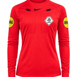 Nike KNVB Scheidsrechtersshirt 2026-2028 Lange Mouwen Dames Felrood Zwart