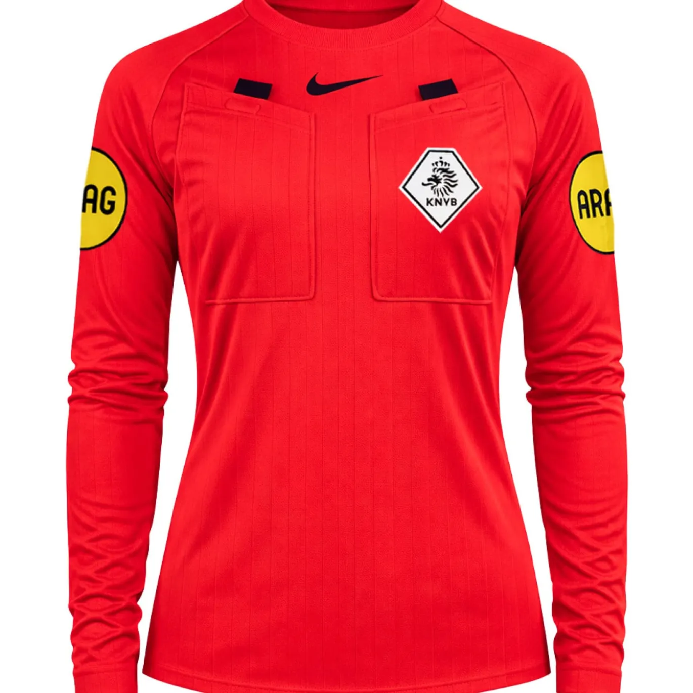 Nike KNVB Scheidsrechtersshirt 2026-2028 Lange Mouwen Dames Felrood Zwart