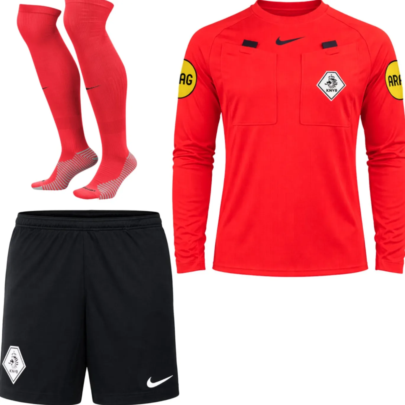 Nike KNVB Scheidsrechterstenue 2026-2028 Lange Mouwen Felrood Zwart