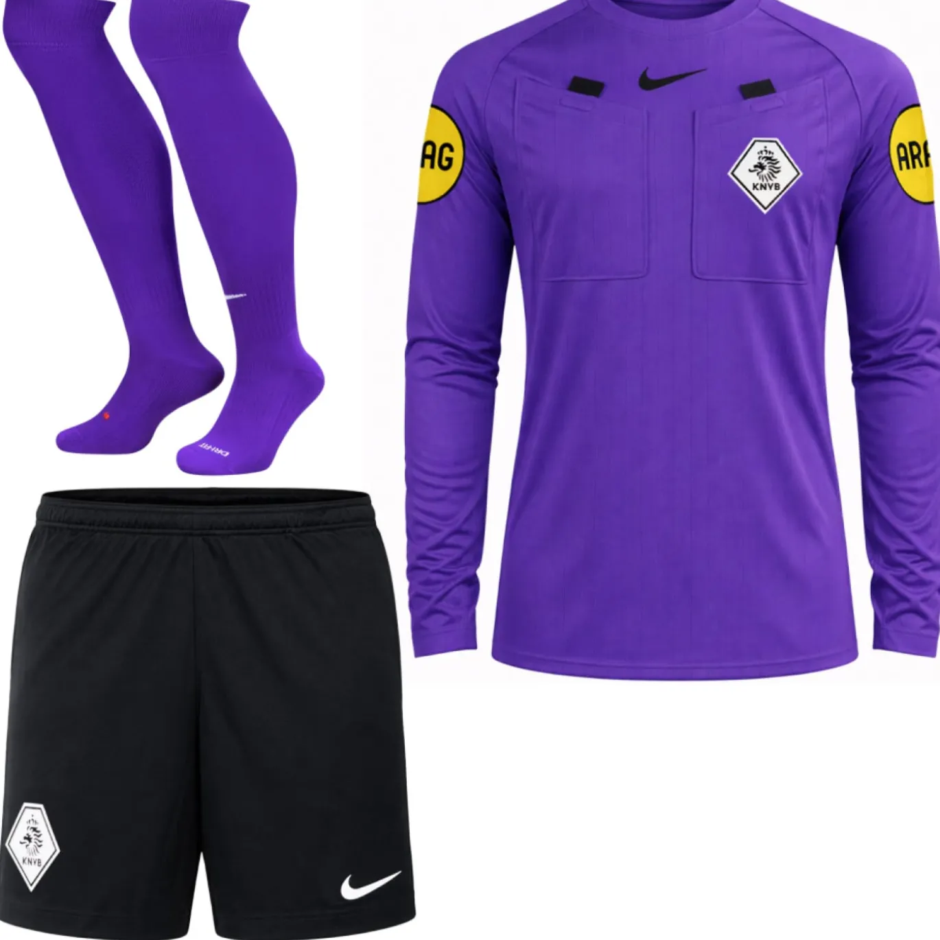 Nike KNVB Scheidsrechterstenue 2026-2028 Lange Mouwen Paars Zwart