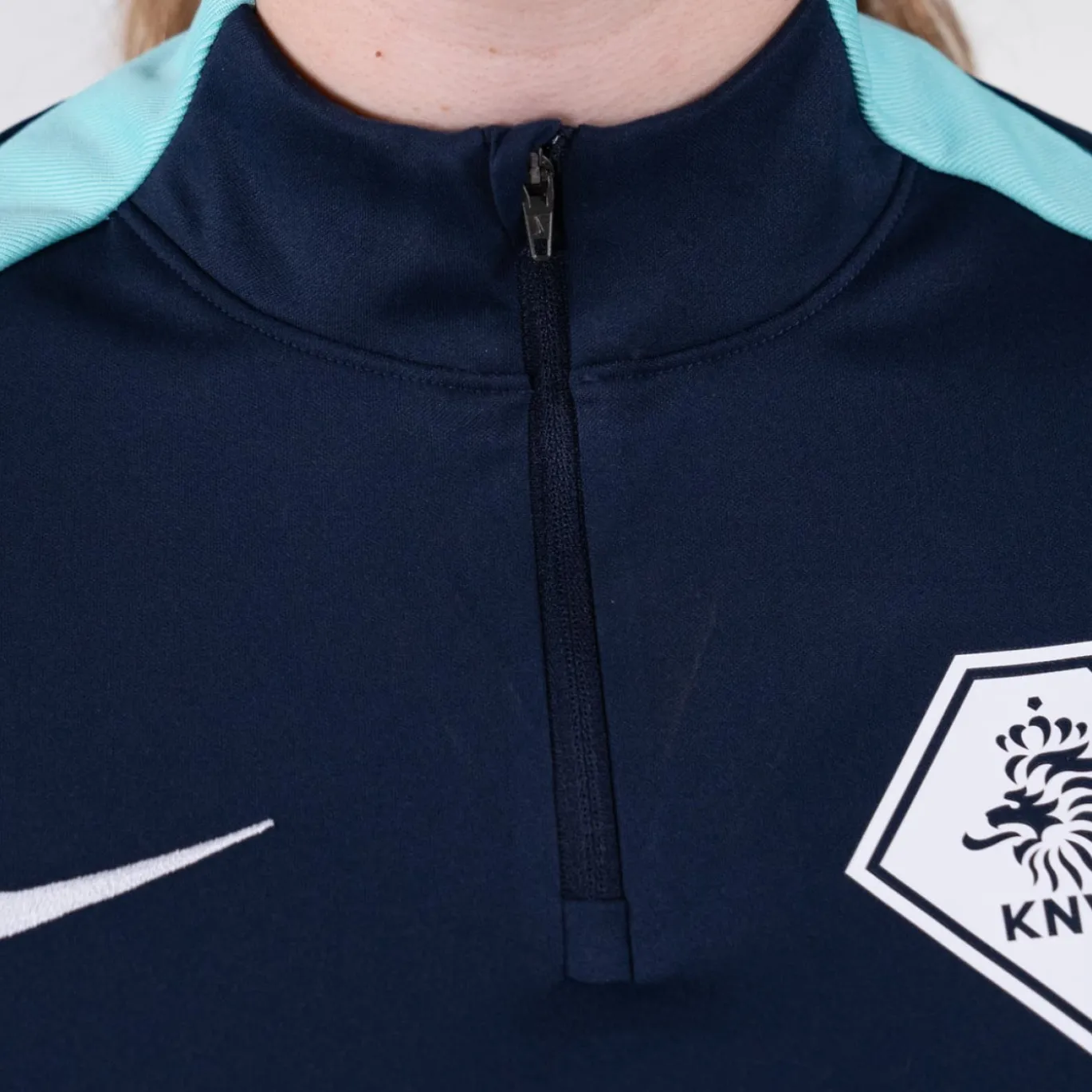 Nike KNVB Scheidsrechters Trainingstrui 1/4-Zip 2024-2026 Dames Donkerblauw Turquoise