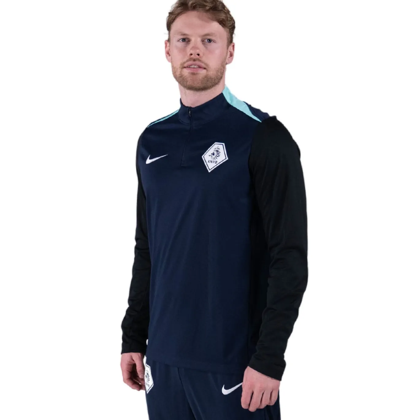 Nike KNVB Scheidsrechters Trainingstrui 1/4-Zip 2024-2026 Donkerblauw Turquoise