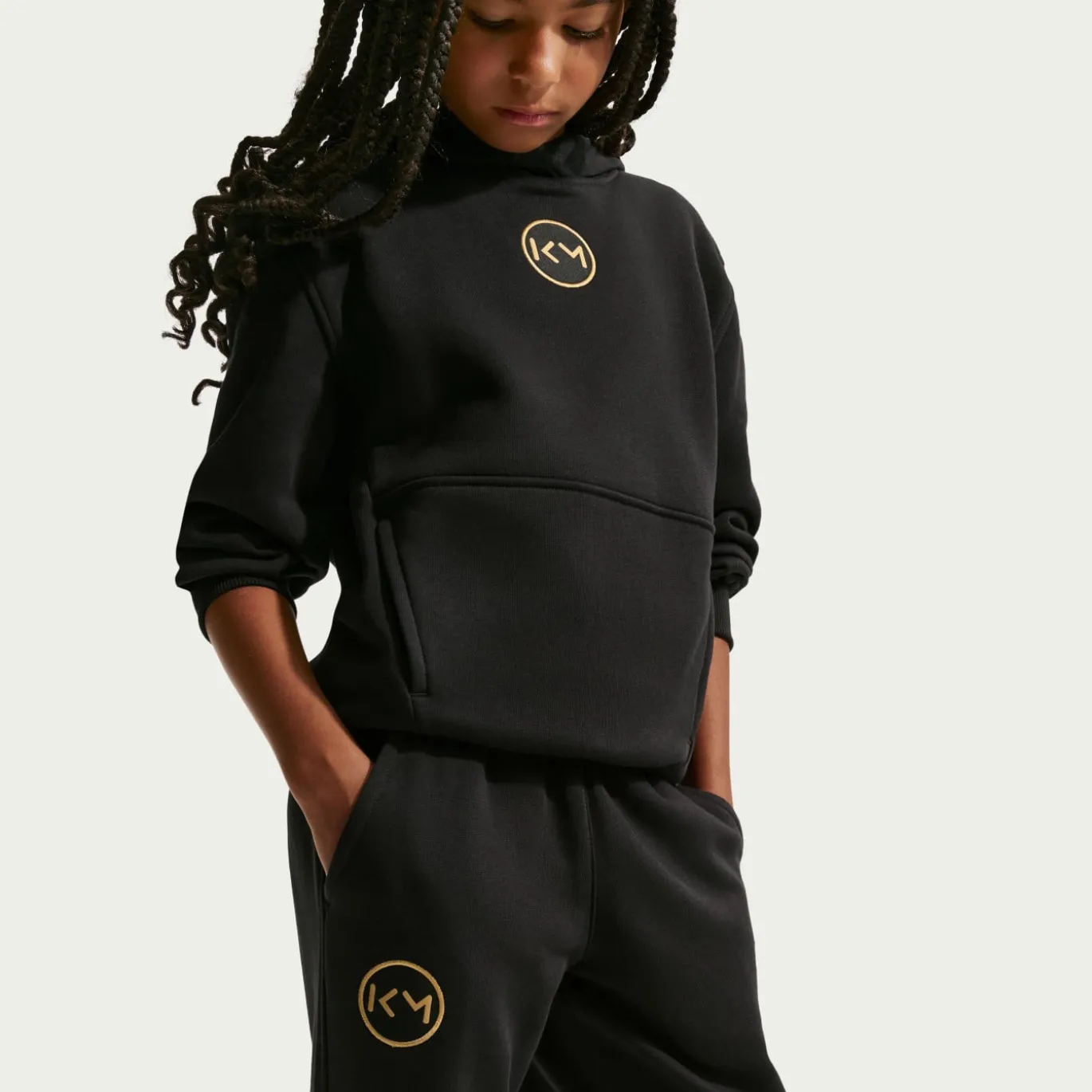 Nike Kylian Mbappé Club Fleece Joggingbroek Kids Zwart Goud