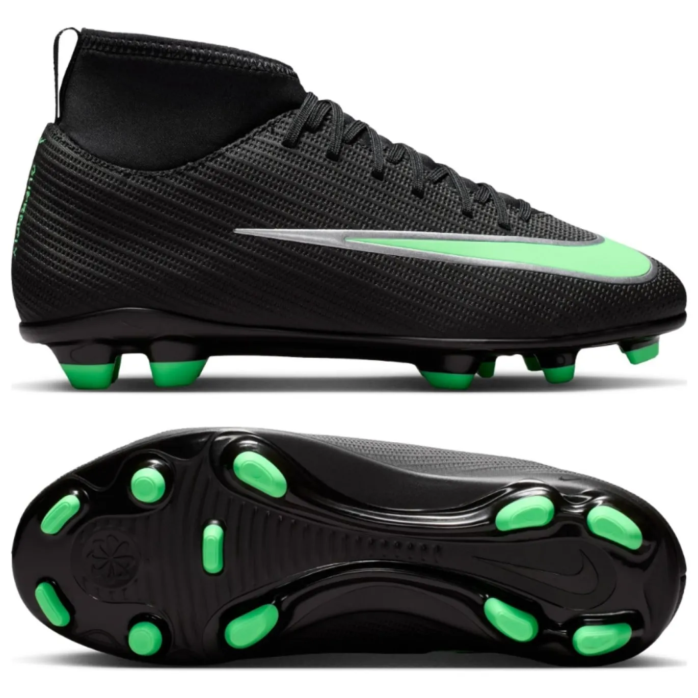Nike Mercurial Superfly 11 Club Gras / Kunstgras Voetbalschoenen (MG) Kids Zwart Felgroen Zilvergrijs