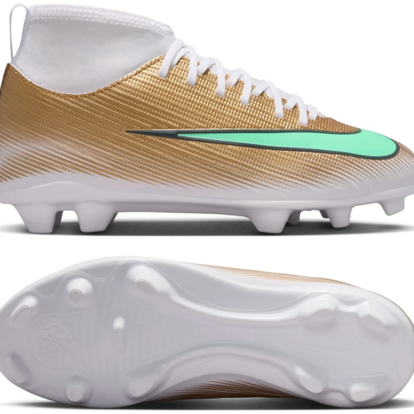 Nike Mercurial Superfly 11 Mbappé Club Gras / Kunstgras Voetbalschoenen (MG) Kids Goud Groen Wit