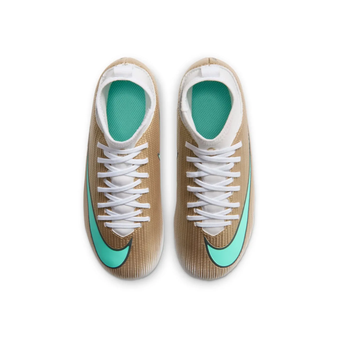 Nike Mercurial Superfly 11 Mbappé Club Gras / Kunstgras Voetbalschoenen (MG) Peuters/Kleuters Goud Groen Wit
