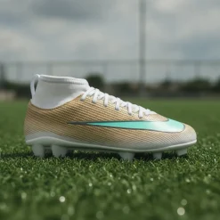 Nike Mercurial Superfly 11 Mbappé Club Gras / Kunstgras Voetbalschoenen (MG) Peuters/Kleuters Goud Groen Wit