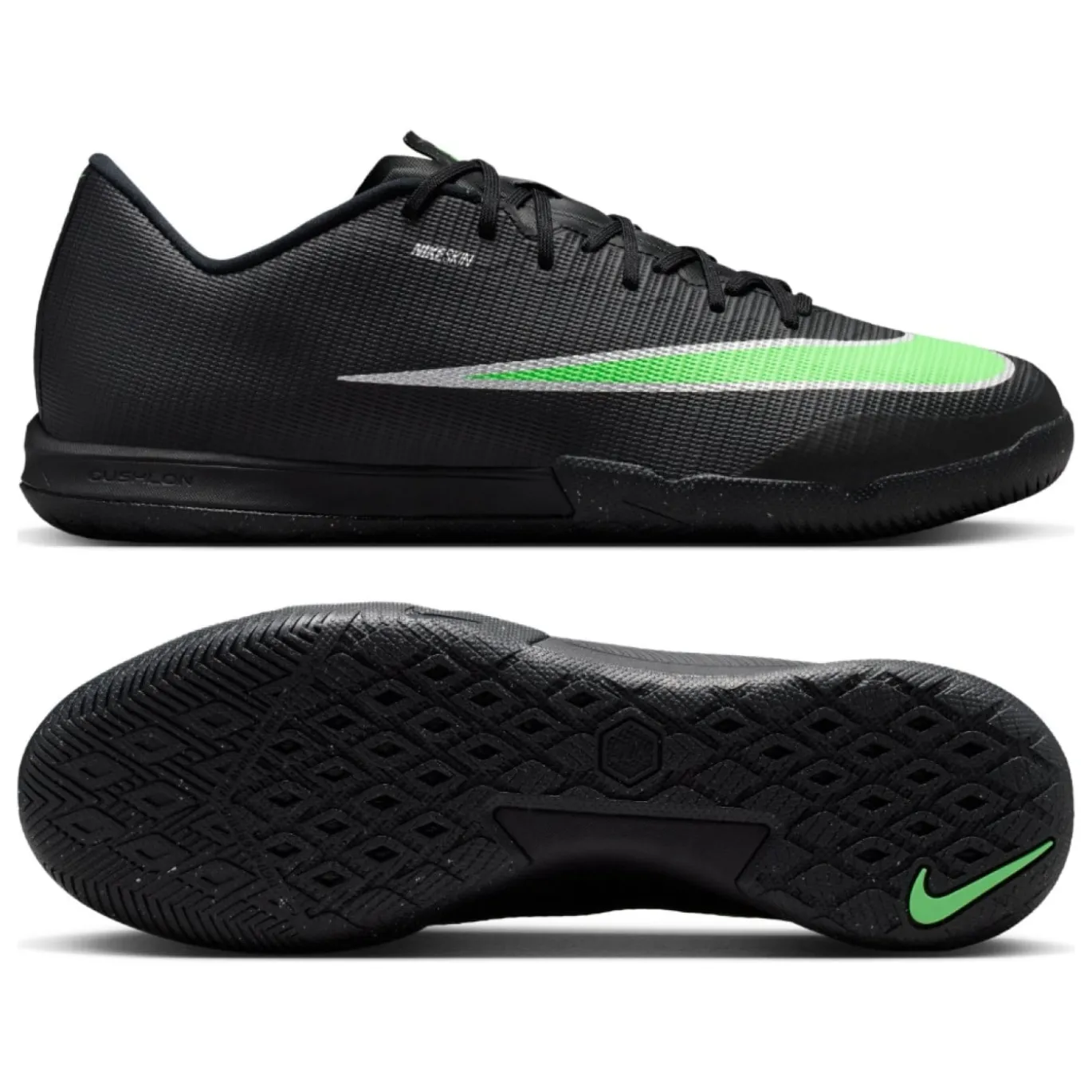 Nike Mercurial Vapor 17 Academy Zaalvoetbalschoenen (IN) Zwart Felgroen Zilvergrijs