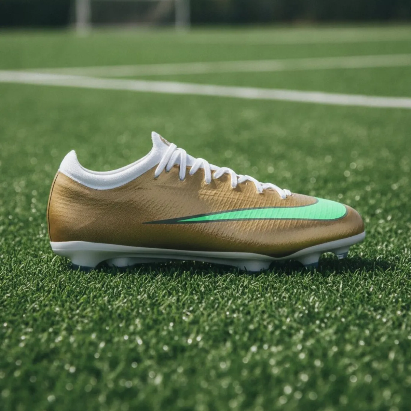 Nike Mercurial Vapor 17 Mbappé Pro Gras Voetbalschoenen (FG) Kids Goud Groen Wit