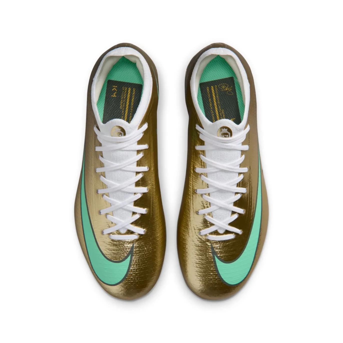 Nike Mercurial Vapor 17 Mbappé Pro Gras Voetbalschoenen (FG) Kids Goud Groen Wit