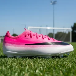 Nike Mercurial Vapor 17 Pro Gras Voetbalschoenen (FG) Kids Felroze Wit Zwart