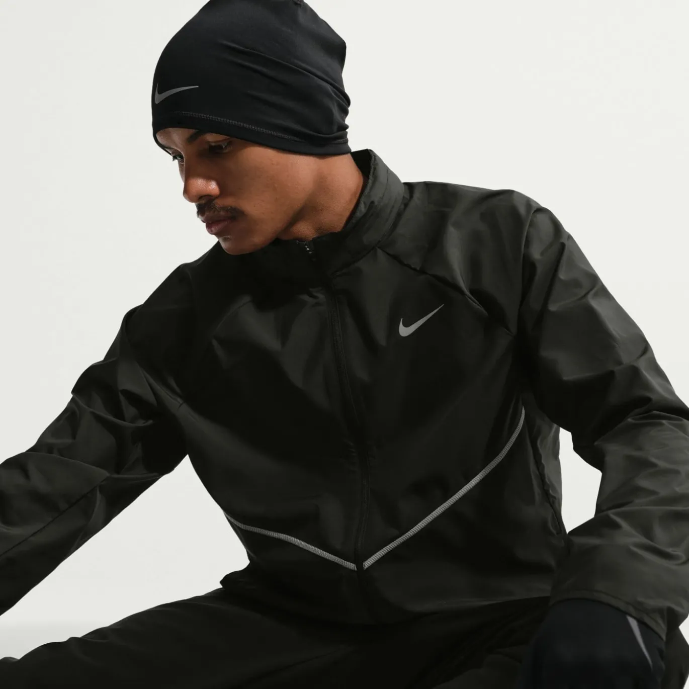 Nike Miler UV Repel Stride Trainingsjack Zwart Zilver