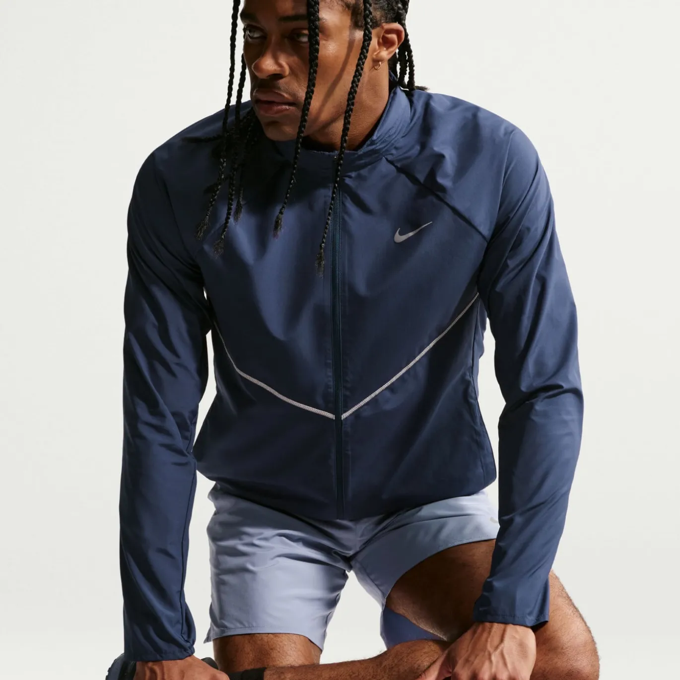 Nike Miler UV Repel Stride Trainingsjack Donkerblauw Zilver