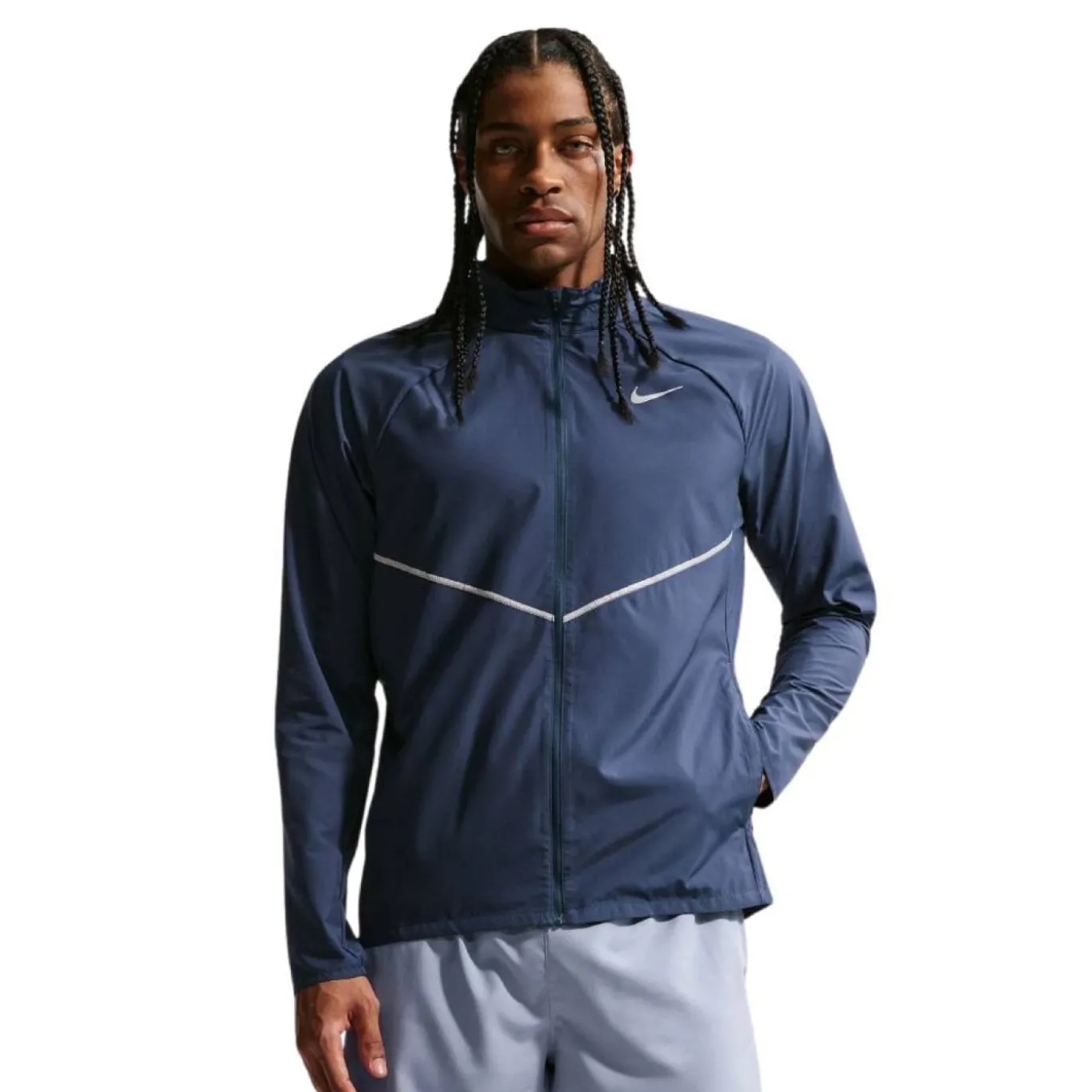 Nike Miler UV Repel Stride Trainingsjack Donkerblauw Zilver