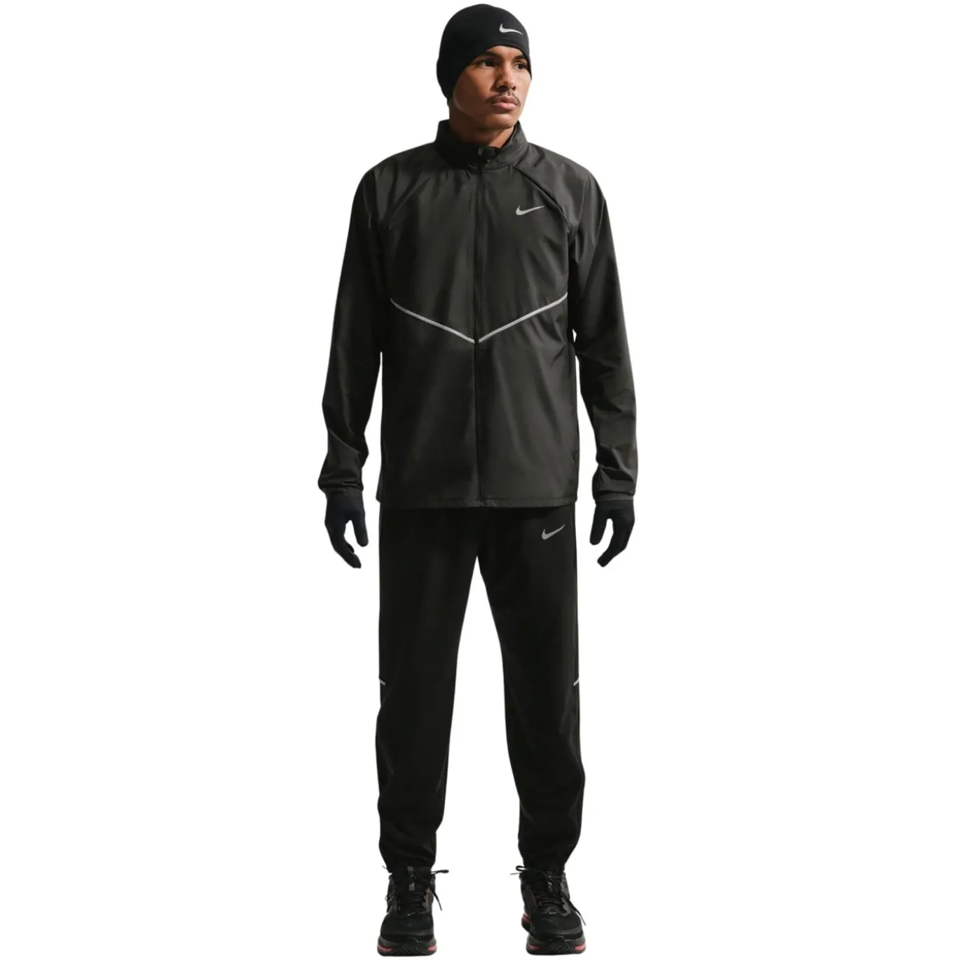 Nike Miler UV Repel Stride Trainingspak Zwart Zilver