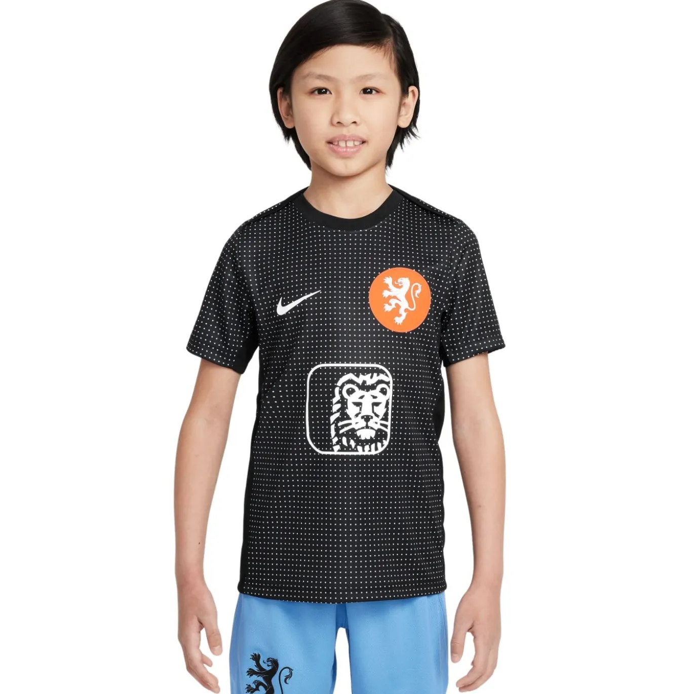 Nike Nederland Pre-Match Trainingsshirt OranjeLeeuwinnen 2025-2027 Kids Zwart Wit