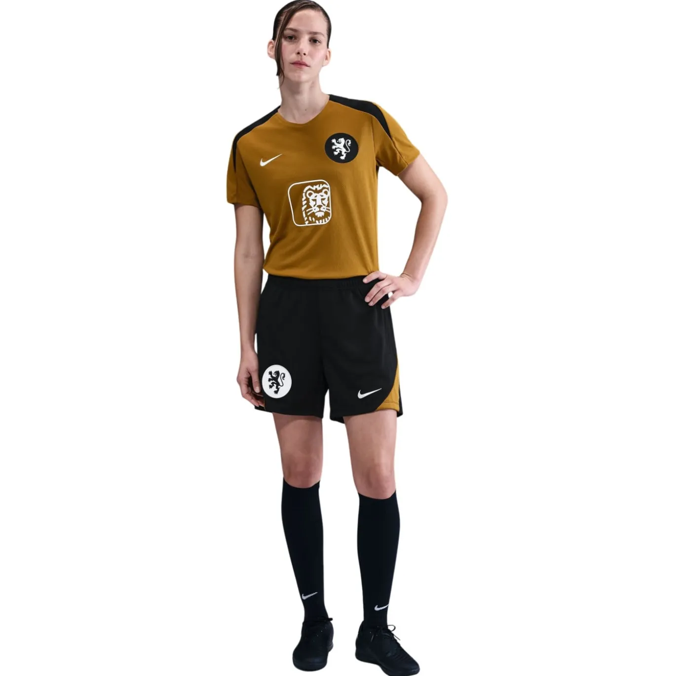 Nike Nederland Strike Trainingsbroekje OranjeLeeuwinnen 2025-2027 Dames Zwart Brons Wit