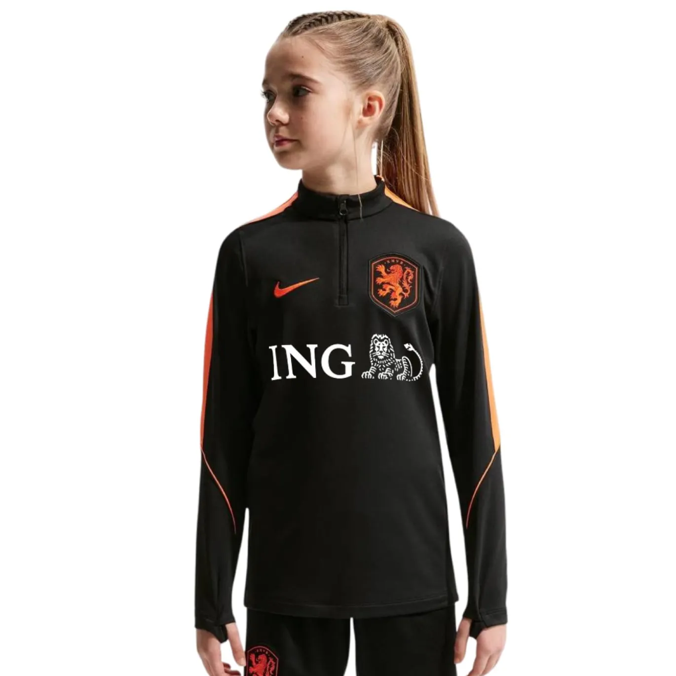 Nike Nederland Strike Trainingstrui 1/4-Zip 2026-2028 Kids Zwart Oranje