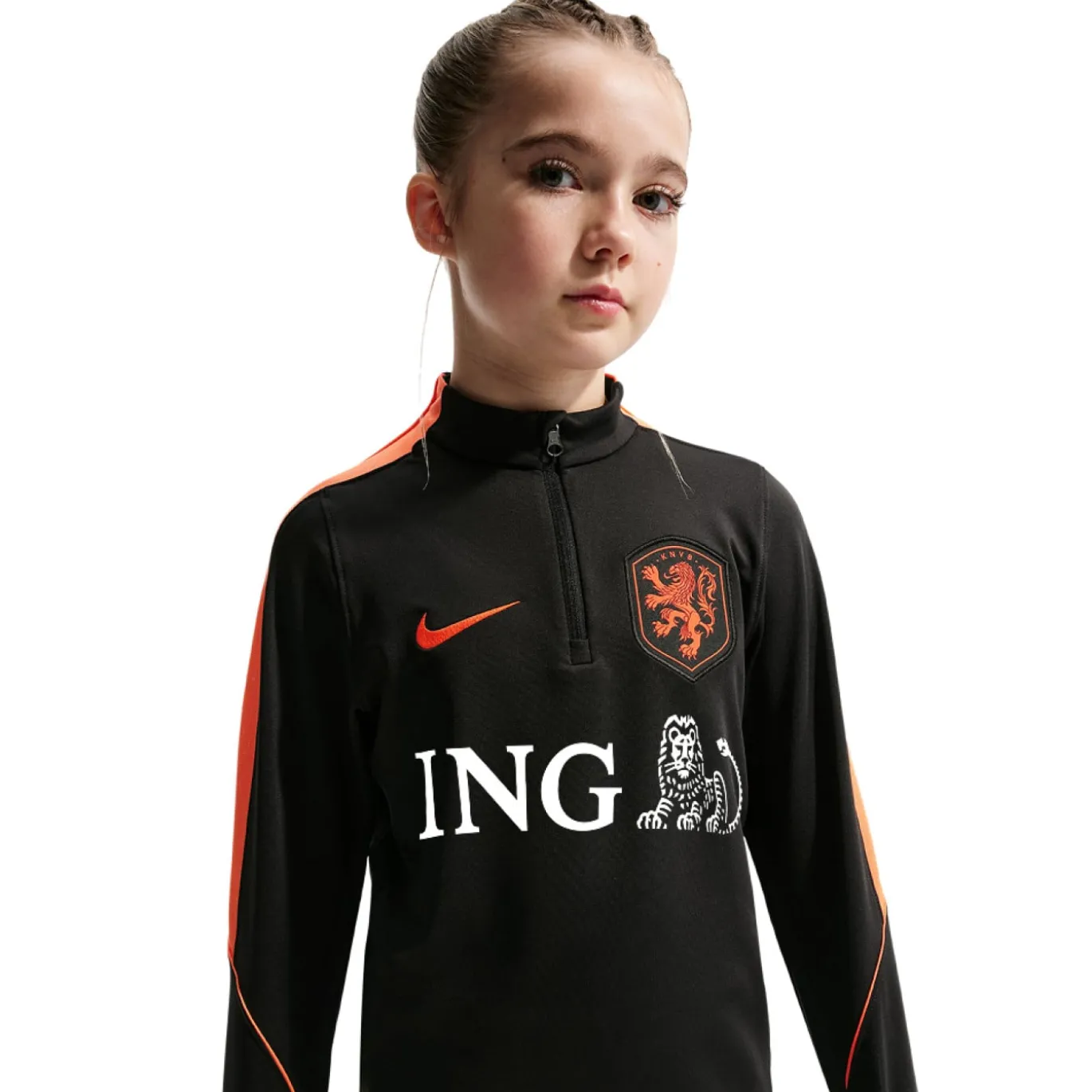 Nike Nederland Strike Trainingstrui 1/4-Zip 2026-2028 Kids Zwart Oranje