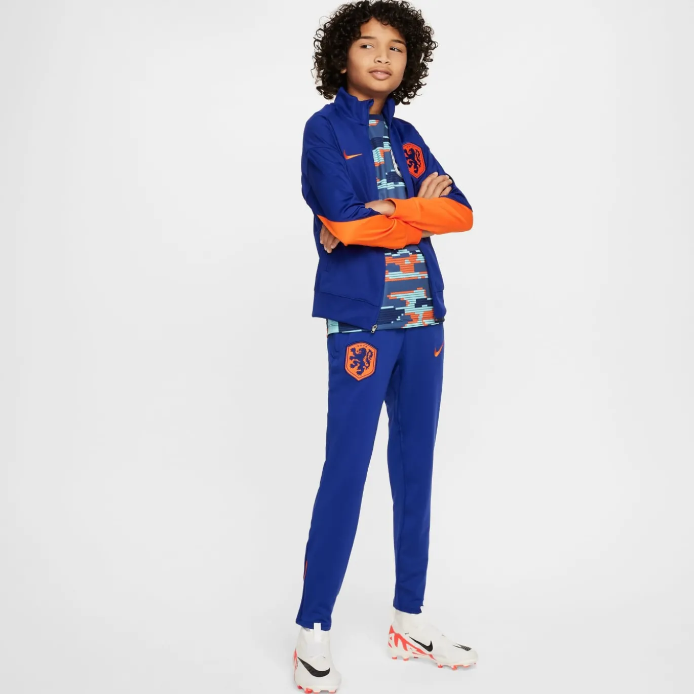 Nike Nederland Strike Trainingsbroek 2024-2026 Kids Blauw Oranje