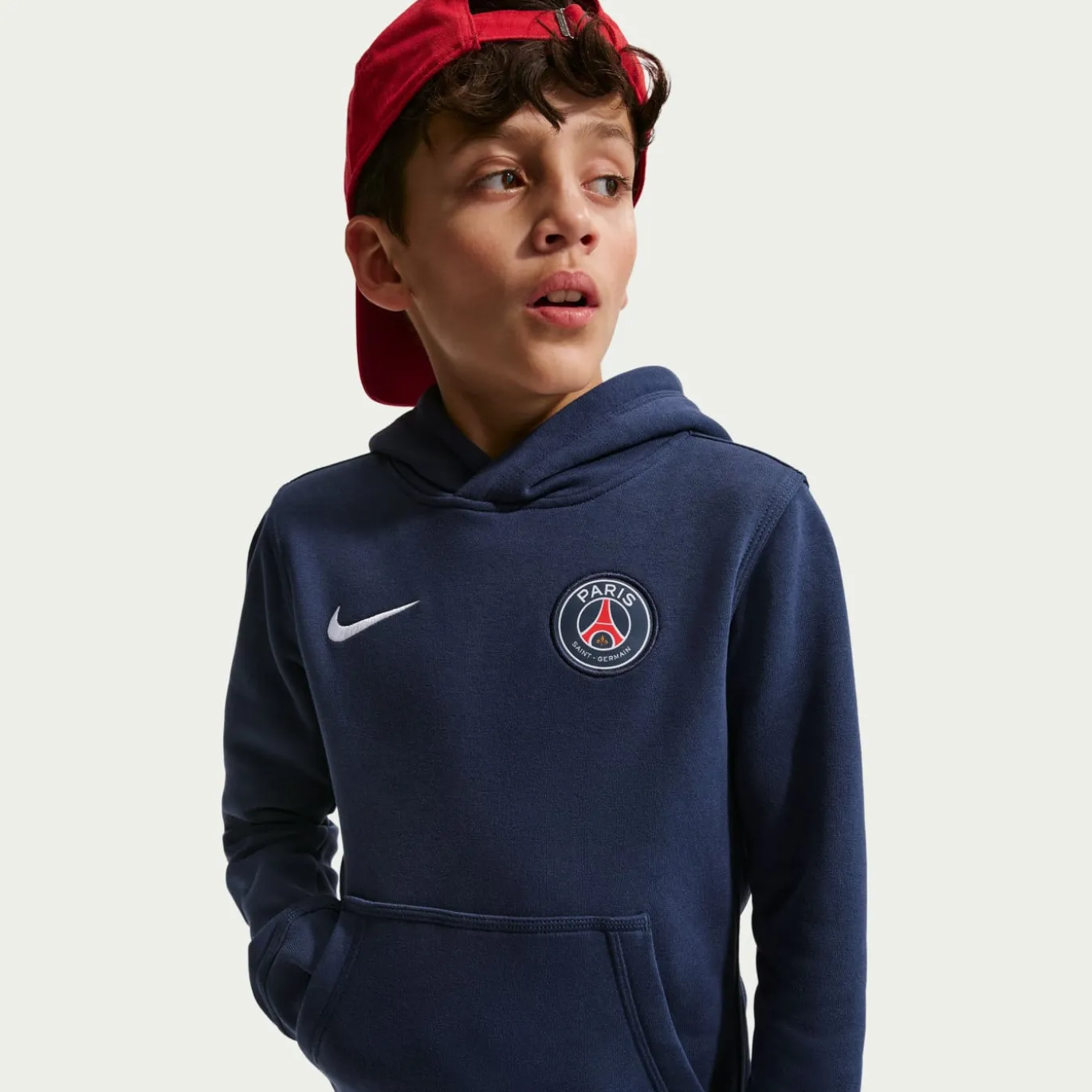 Nike Paris Saint-Germain Club Fleece Trainingspak Hooded 2026-2027 Kids Donkerblauw Wit