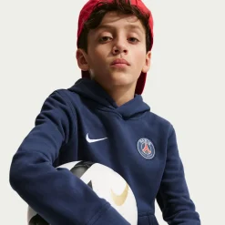Nike Paris Saint-Germain Club Fleece Trainingspak Hooded 2026-2027 Kids Donkerblauw Wit