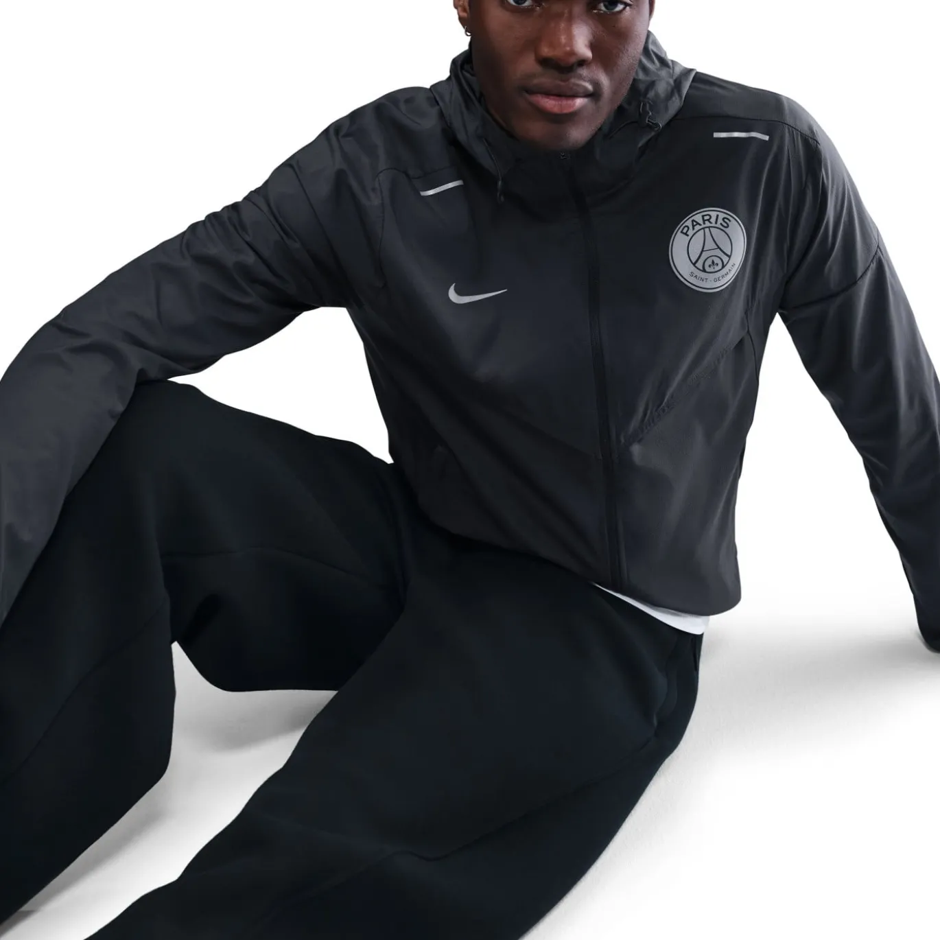 Nike Paris Saint-Germain Impact Windrunner Jack 2025-2026 Donkergrijs Zilver